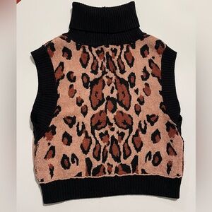 Free People Leopard Sweater Vest Size S